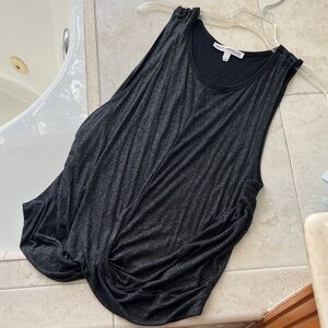 Good American Black Metallic Tank Top